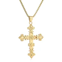 Titanium Steel Retro Plating Cross Necklace sku image 2