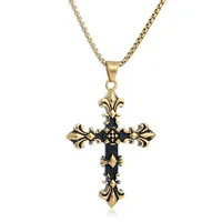 Titanium Steel Retro Plating Cross Necklace sku image 3