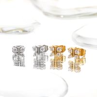 1 Pair Sweet Simple Style Commute Bow Knot Inlay 304 Stainless Steel Zircon White Gold Plated Gold Plated Ear Studs main image 6