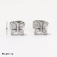 1 Pair Sweet Simple Style Commute Bow Knot Inlay 304 Stainless Steel Zircon White Gold Plated Gold Plated Ear Studs main image 3