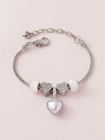 Cute Sweet Heart Shape Alloy Copper Beaded Inlay Rhinestones Women's Bracelets main image 3