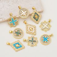 1 Piece 20*22MM 21 * 24mm 22*31mm Copper Pearl Zircon 18K Gold Plated Cross Polished Pendant main image 1