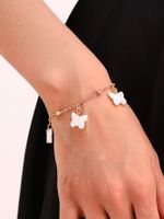 Casual Beach Simple Style Heart Shape Butterfly Shell Alloy Chain Hollow Out Women's Bracelets main image 5