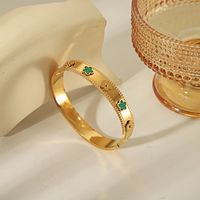 304 Stainless Steel 18K Gold Plated Simple Style Classic Style Enamel Plating Flower Petal Bangle main image 3