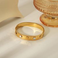 304 Stainless Steel 18K Gold Plated Simple Style Classic Style Enamel Plating Flower Petal Bangle main image 4
