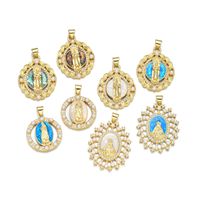 1 Piece 23*29mm 25*31mm Copper Pearl Zircon 18K Gold Plated Human Oval Polished Pendant main image 4