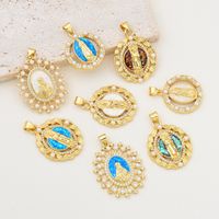 1 Piece 23*29mm 25*31mm Copper Pearl Zircon 18K Gold Plated Human Oval Polished Pendant main image 1