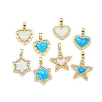 1 Piece 19 * 20mm 19 * 24mm 24*26mm Copper Shell Zircon 18K Gold Plated Star Heart Shape Polished Pendant main image 4