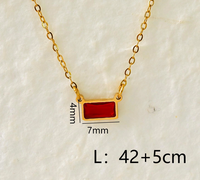 304 Stainless Steel 18K Gold Plated IG Style Modern Style Classic Style Inlay Rectangle Zircon Pendant Necklace main image 2