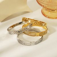 Acier Inoxydable 304 Plaqué Or 18K Style Simple Style Classique Placage Feuille Bracelet main image 1