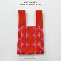Women's Medium Knit Plaid Flower Classic Style Square Open Handbag sku image 53