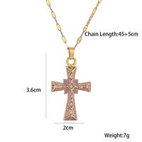 Copper 18K Gold Plated Classic Style Commute Enamel Plating Inlay Cross Zircon Pendant Necklace main image 2