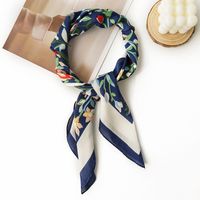 Women's Fashion Flower Polyester Printing Silk Scarves sku image 7