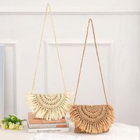 Women's Small Straw Solid Color Vacation Beach Weave Buckle Straw Bag main image 1