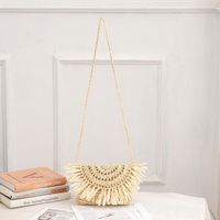 Women's Small Straw Solid Color Vacation Beach Weave Buckle Straw Bag sku image 1