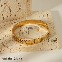 304 Stainless Steel 18K Gold Plated Simple Style Classic Style Plating Leaf Bangle sku image 3