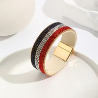 Estilo Étnico Estilo Clásico Circulo Bandera Estadounidense Cuero Sintético Enchapado Embutido Diamantes De Imitación Mujeres Brazalete main image 1