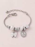 Cute Sweet Human Flower Bow Knot Synthetic Resin Alloy Copper Inlay Rhinestones Women's Bracelets main image 3
