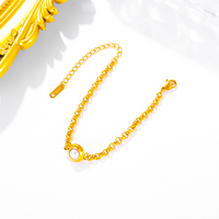 Edelstahl 304 18 Karat Vergoldet Einfacher Stil Klassischer Stil Überzug Inlay Einfarbig Perle Armbänder main image 4