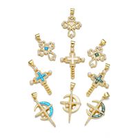 1 Piece 18 * 31mm 19 * 25mm 22*31mm Copper Pearl Zircon 18K Gold Plated Cross Polished Pendant main image 5
