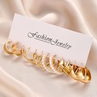 1 Set IG Style Cute Simple Style Geometric Inlay Alloy Pearl Earrings sku image 1