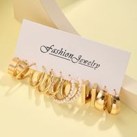 1 Set IG Style Cute Simple Style Geometric Inlay Alloy Pearl Earrings main image 4