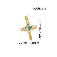1 Piece 18 * 31mm 19 * 25mm 22*31mm Copper Pearl Zircon 18K Gold Plated Cross Polished Pendant sku image 5