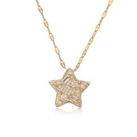 Wholesale IG Style Retro Commute Geometric Star Copper Plating Inlay Gold Plated Zircon Pendant Necklace sku image 1