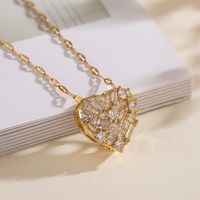 Wholesale IG Style Retro Commute Geometric Star Copper Plating Inlay Gold Plated Zircon Pendant Necklace sku image 2