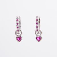 1 Par Elegante Romántico Brillante Forma De Corazón Embutido Plata Esterlina Circón Chapado En Oro De 14 Quilates. Blanco Oro Plateado Pendientes De Gota main image 10