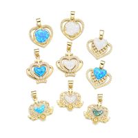 1 Piece 19*28mm 20 * 21mm 21 * 24mm Copper Pearl Zircon 18K Gold Plated Heart Shape Wings Polished Pendant main image 5