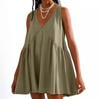 Women's Regular Dress Streetwear V Neck Sleeveless Solid Color Knee-Length Holiday Daily main image 5