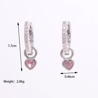 1 Pair Elegant Romantic Shiny Heart Shape Inlay Sterling Silver Zircon 14K Gold Plated White Gold Plated Drop Earrings sku image 8