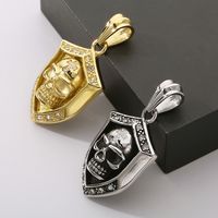 1 Piece 44*30mm 304 Stainless Steel Zircon Skull Pendant Chain main image 4