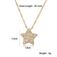 Wholesale IG Style Retro Commute Geometric Star Copper Plating Inlay Gold Plated Zircon Pendant Necklace main image 3