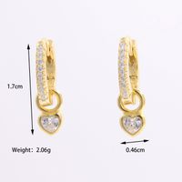 1 Pair Elegant Romantic Shiny Heart Shape Inlay Sterling Silver Zircon 14K Gold Plated White Gold Plated Drop Earrings sku image 2