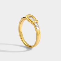 Kupfer 18 Karat Vergoldet Einfacher Stil Inlay Geometrisch Zirkon Ringe main image 1