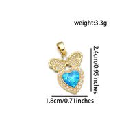1 Piece 16 * 18 Mm 18 * 21mm 18 * 24mm Copper Pearl Zircon 18K Gold Plated Heart Shape Butterfly Bow Knot Polished Pendant sku image 7