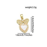 1 Piece 16 * 18 Mm 18 * 21mm 18 * 24mm Copper Pearl Zircon 18K Gold Plated Heart Shape Butterfly Bow Knot Polished Pendant sku image 8