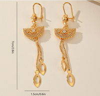 1 Pair Elegant Bridal Geometric Tassel Inlay Copper Zircon Gold Plated Drop Earrings sku image 1