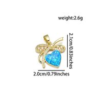 1 Piece 16 * 18 Mm 18 * 21mm 18 * 24mm Copper Pearl Zircon 18K Gold Plated Heart Shape Butterfly Bow Knot Polished Pendant sku image 5