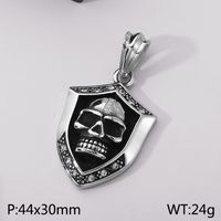 1 Pièce 44*30mm Acier Inoxydable 304 Zircon Crâne Pendentif Chaîne sku image 3