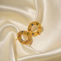 1 Pair IG Style Basic Classic Style Round Inlay 304 Stainless Steel Colorful 18K Gold Plated Ear Studs main image 6