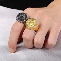 Hip-Hop Animal 304 Stainless Steel Inlay Rhinestones 18K Gold Plated Men's Rings main image 9