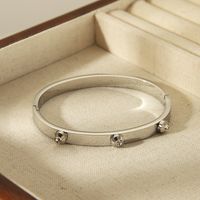 304 Stainless Steel 18K Gold Plated Vintage Style Simple Style Commute Inlay Solid Color Zircon Bangle main image 6