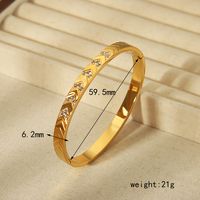 304 Stainless Steel 18K Gold Plated Vintage Style Simple Style Commute Inlay Solid Color Zircon Bangle sku image 4