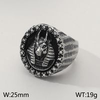 Hip-Hop Animal 304 Stainless Steel Inlay Rhinestones 18K Gold Plated Men's Rings sku image 1