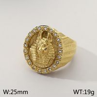 Hip-Hop Animal 304 Stainless Steel Inlay Rhinestones 18K Gold Plated Men's Rings sku image 6