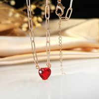 Wholesale Jewelry IG Style Shiny Heart Shape Iron Copper Zircon Inlay Necklace main image 3