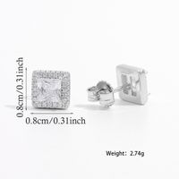 1 Pair Elegant Romantic Shiny Square Inlay Sterling Silver Zircon White Gold Plated Ear Studs main image 2